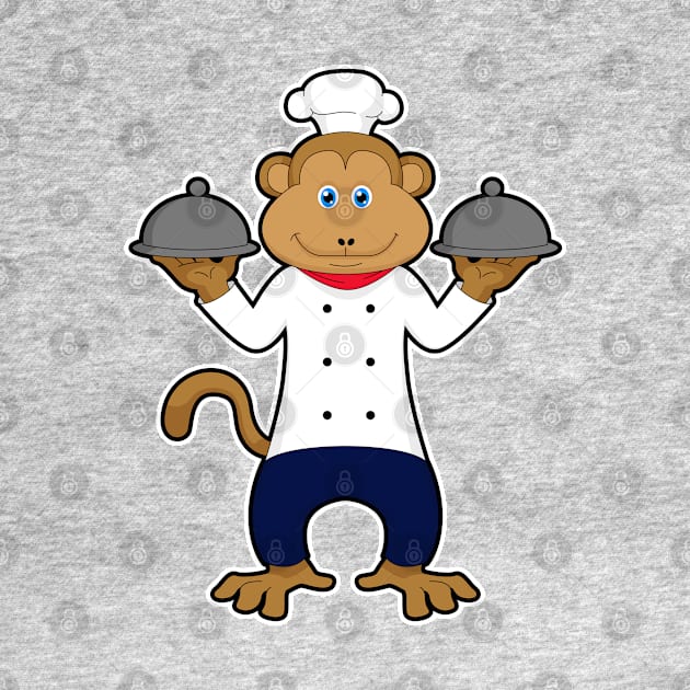 Monkey as Cook with Serving plates by Markus Schnabel